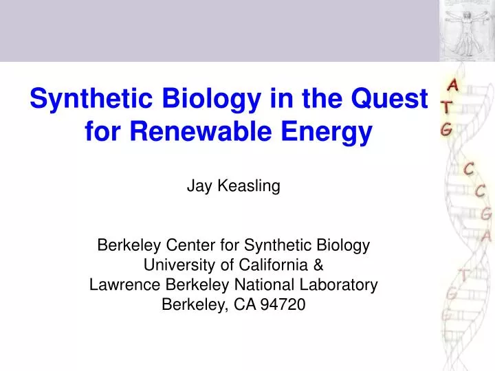 synthetic biology in the quest for renewable energy