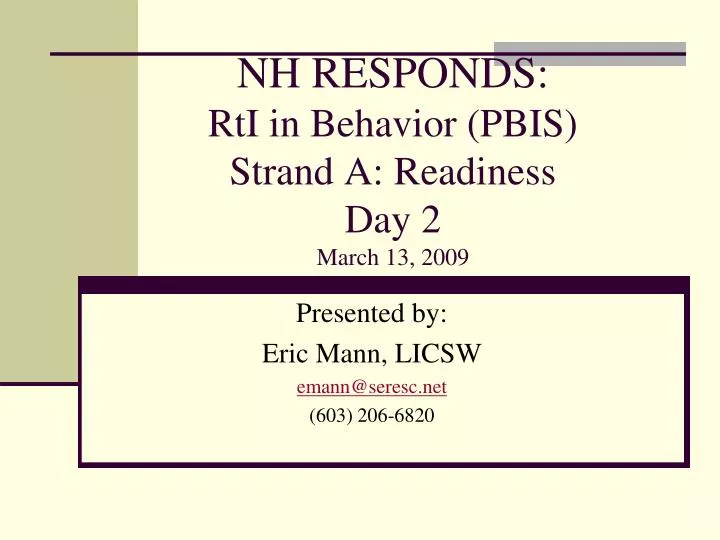 nh responds rti in behavior pbis strand a readiness day 2 march 13 2009