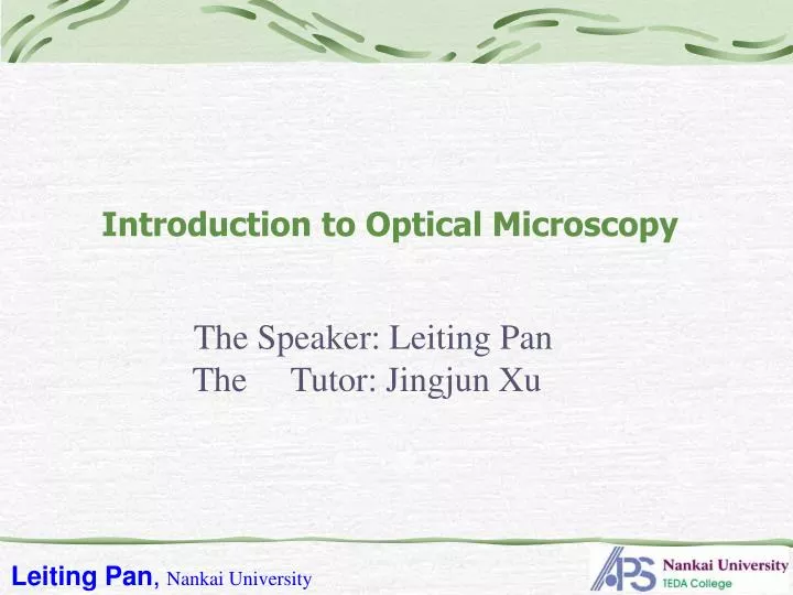 introduction to optical microscopy