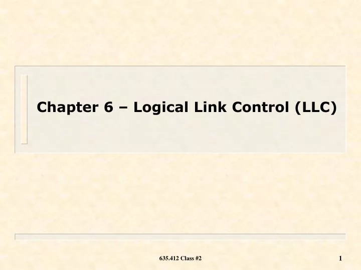 chapter 6 logical link control llc