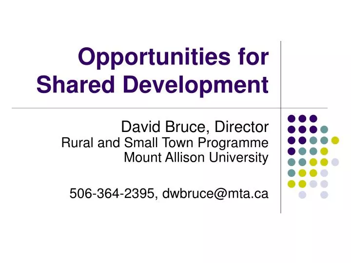 opportunities for shared development