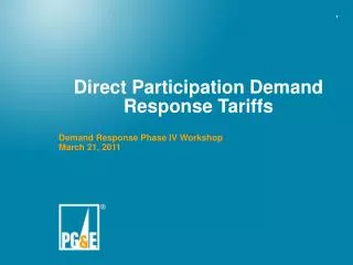 Direct Participation Demand Response Tariffs
