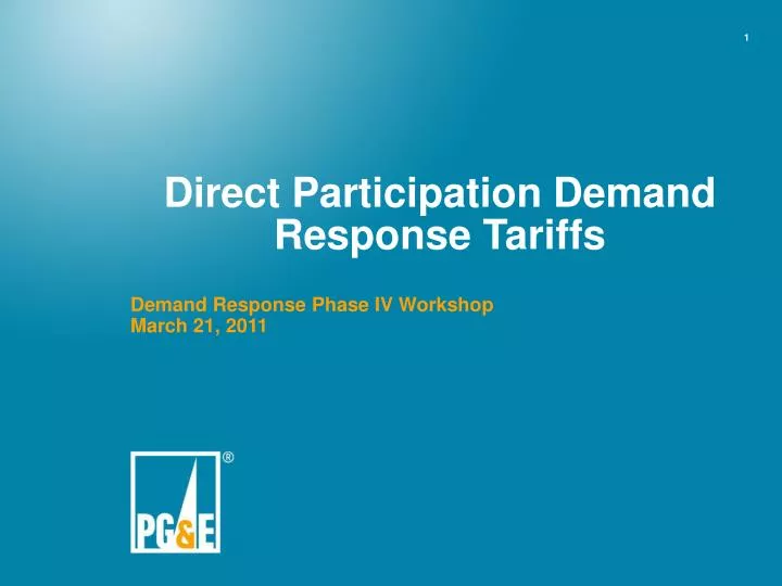 direct participation demand response tariffs