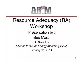 Resource Adequacy (RA) Workshop