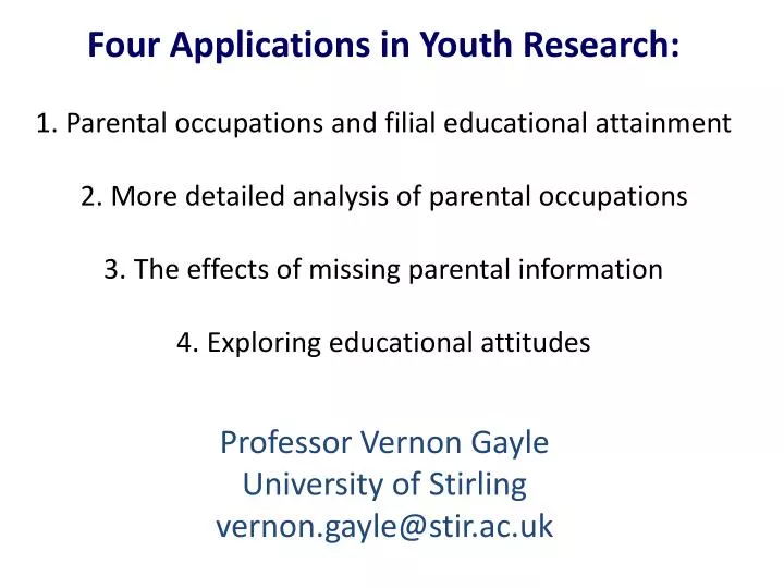 professor vernon gayle university of stirling vernon gayle@stir ac uk