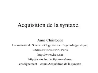 acquisition de la syntaxe
