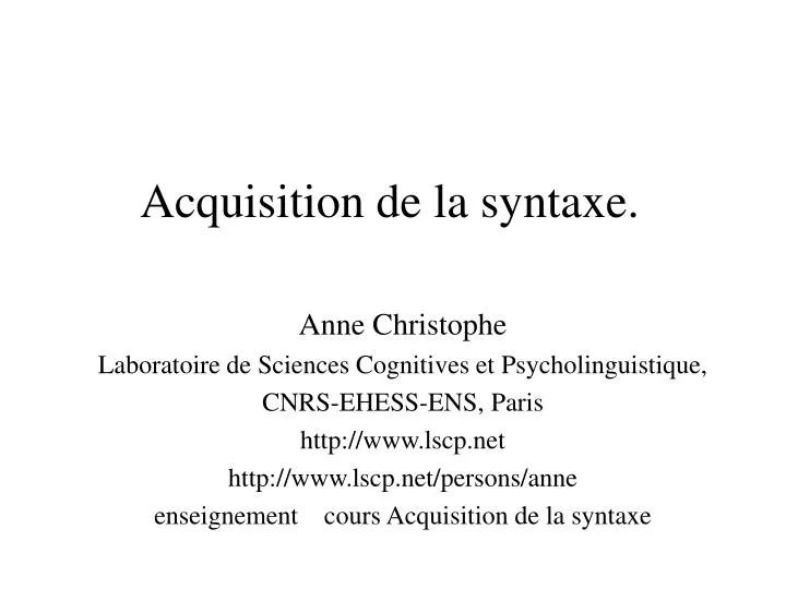 acquisition de la syntaxe