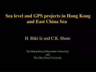 Sea level and GPS projects in Hong Kong and East China Sea