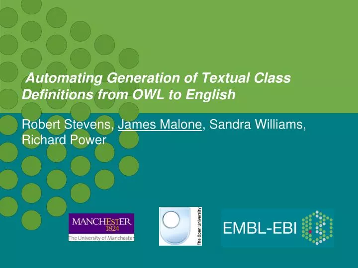 automating generation of textual class definitions from owl to english