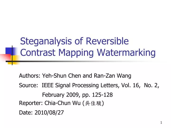 steganalysis of reversible contrast mapping watermarking