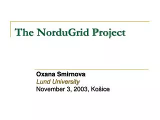 The NorduGrid Project