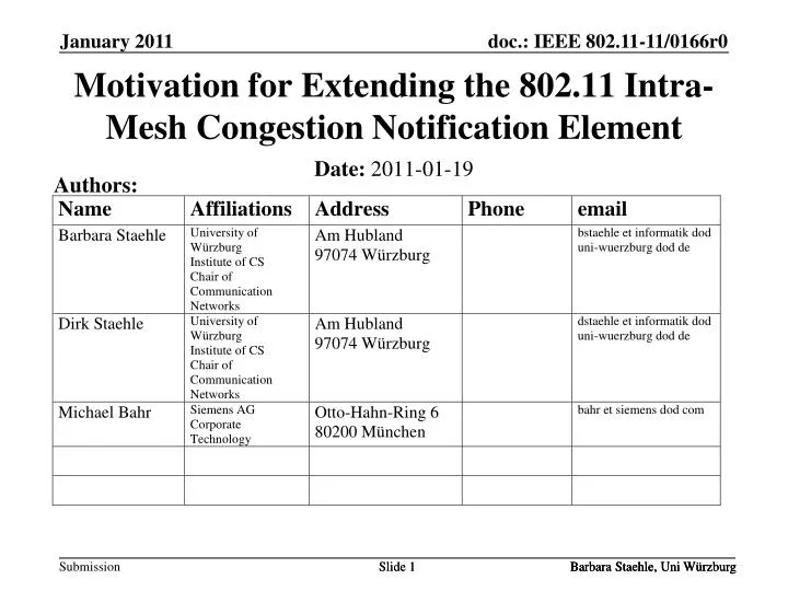 motivation for extending the 802 11 intra mesh congestion notification element