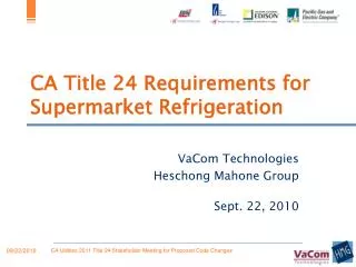 CA Title 24 Requirements for Supermarket Refrigeration