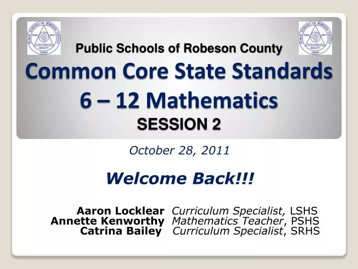 public schools of robeson county common core state standards 6 12 mathematics session 2