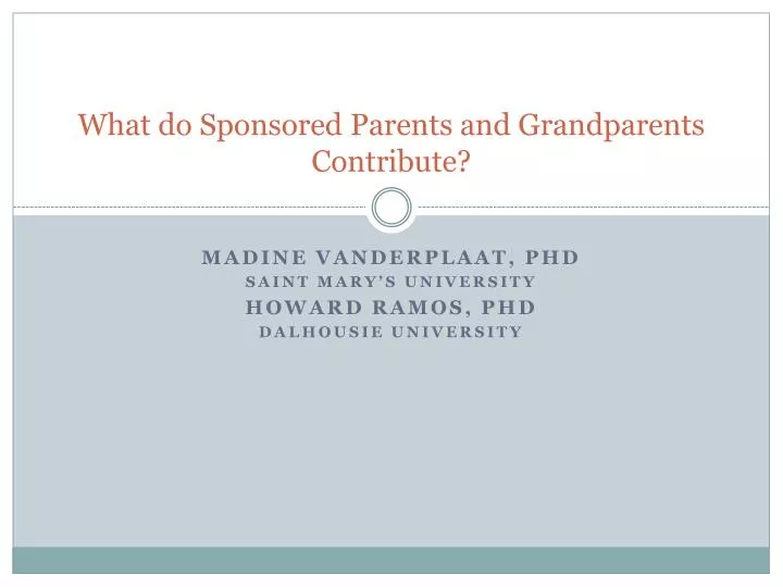 what do sponsored parents and grandparents contribute