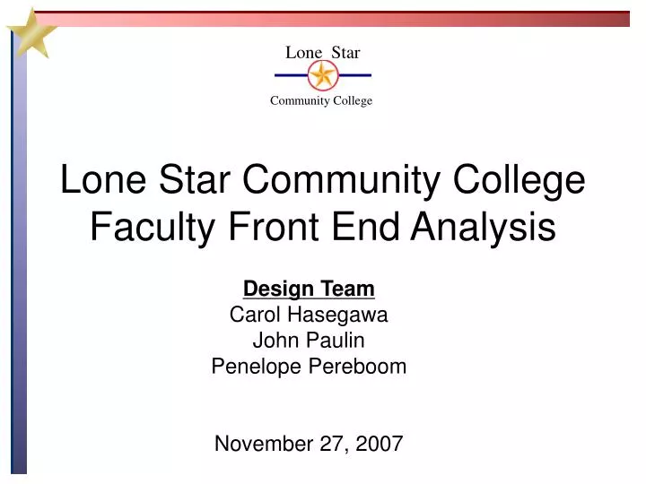 lone star community college faculty front end analysis