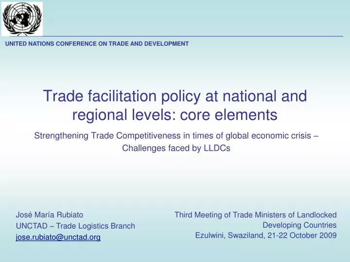 trade facilitation policy at national and regional levels core elements