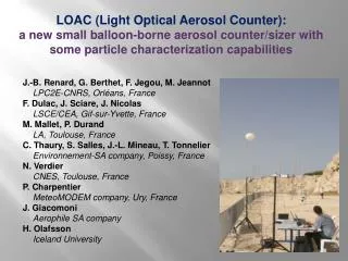 LOAC (Light Optical Aerosol Counter):