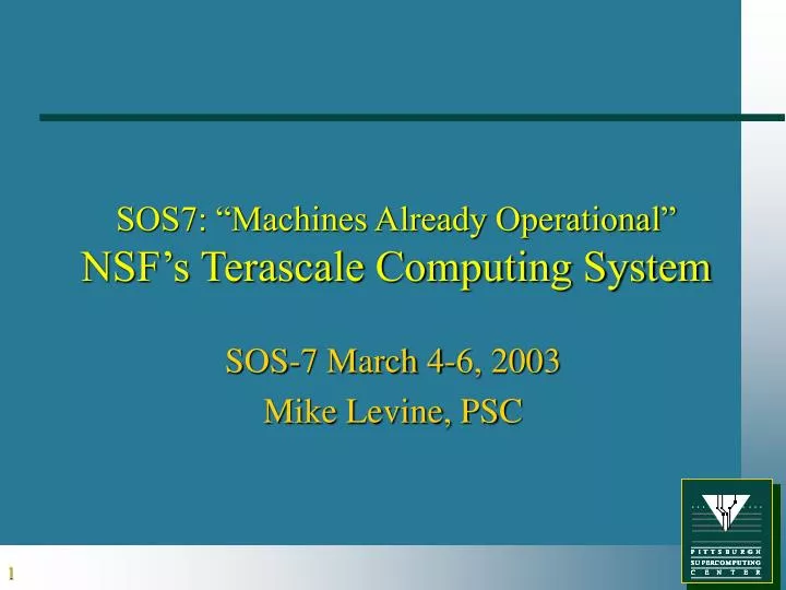sos7 machines already operational nsf s terascale computing system