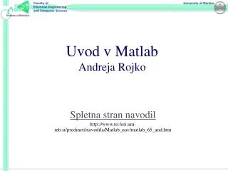 uvod v matlab andreja rojko