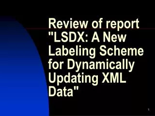 Review of report &quot;LSDX: A New Labeling Scheme for Dynamically Updating XML Data&quot;