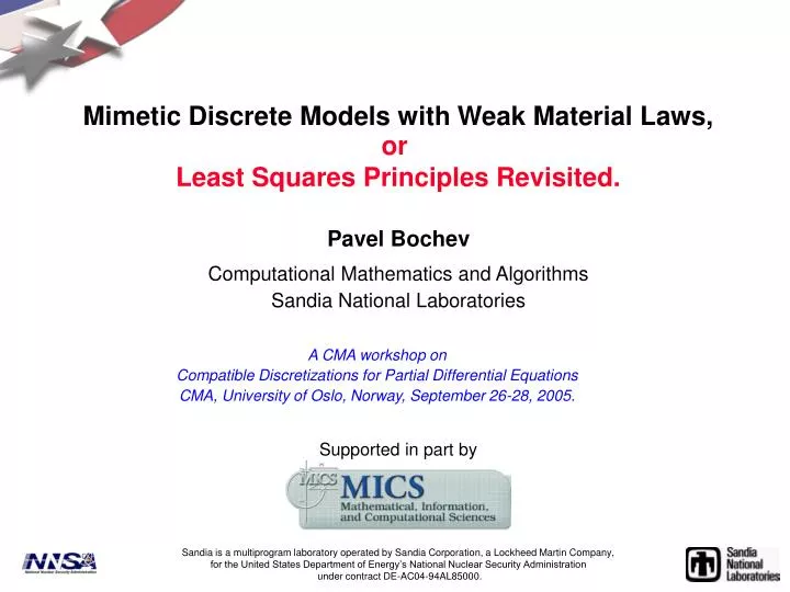 mimetic discrete models with weak material laws