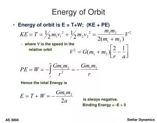 Energy of Orbit