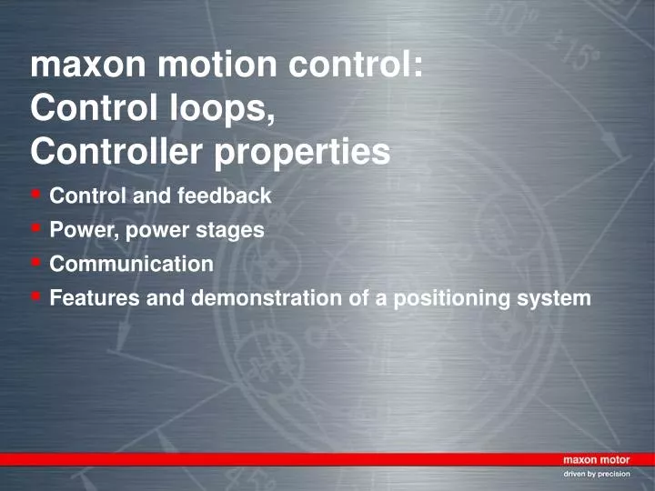 maxon motion control control loops controller properties