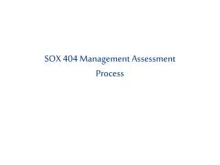 SOX 404 Management Assessment Process