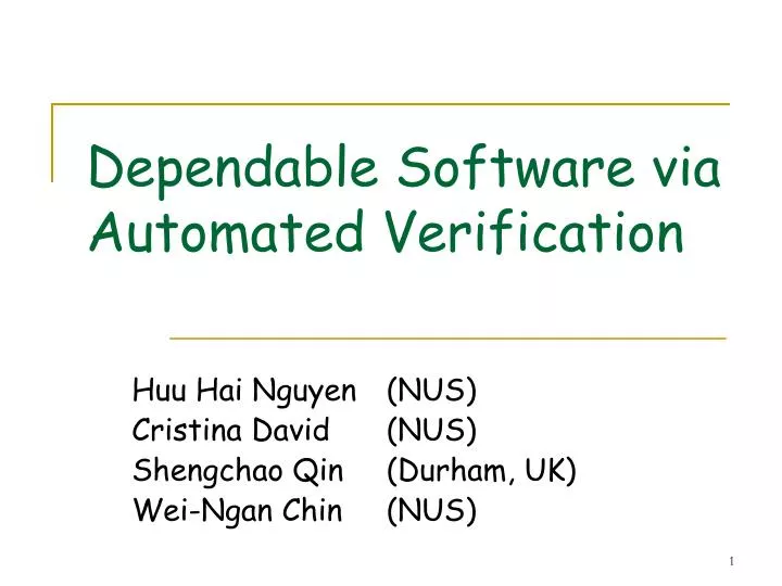 dependable software via automated verification
