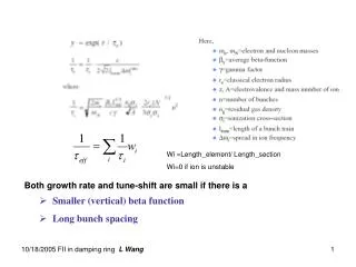 Smaller (vertical) beta function Long bunch spacing