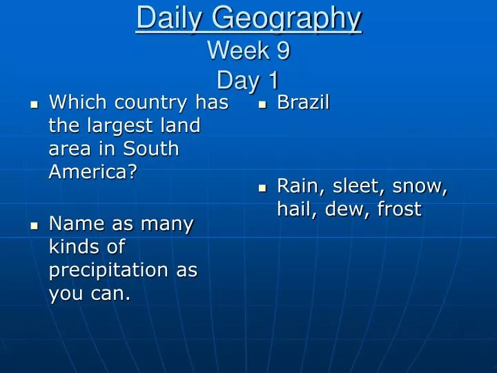 daily geography week 9 day 1