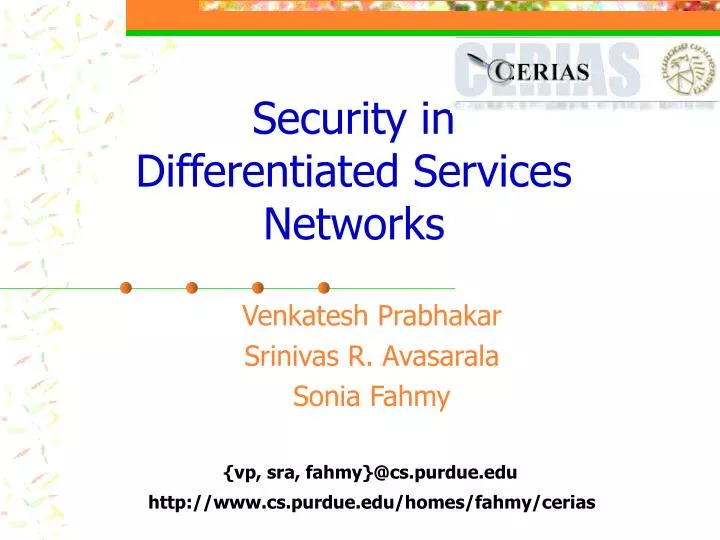 security in differentiated services networks