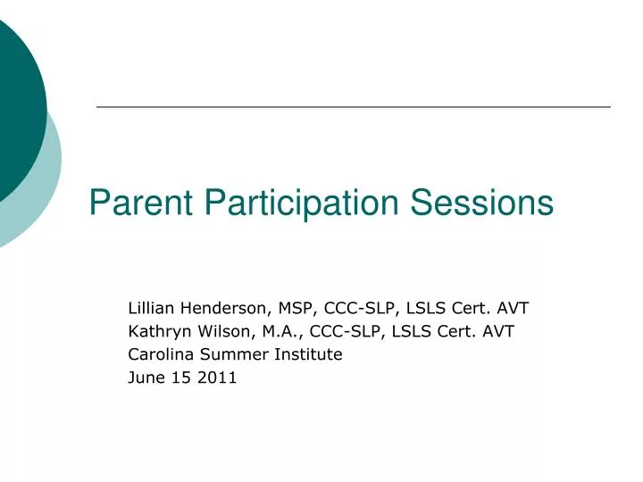 parent participation sessions