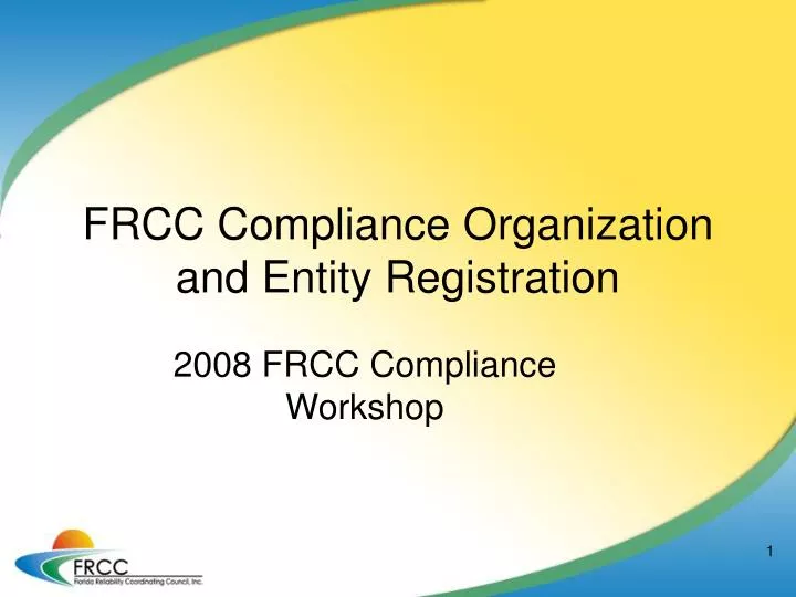 frcc compliance organization and entity registration