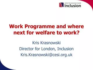 Work Programme and where next for welfare to work?