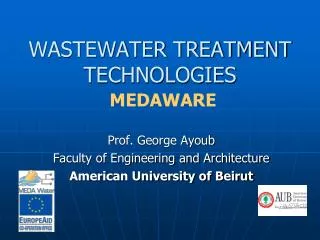 WASTEWATER TREATMENT TECHNOLOGIES MEDAWARE