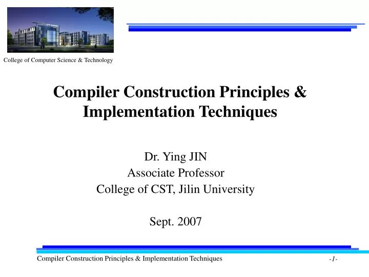 compiler construction principles implementation techniques