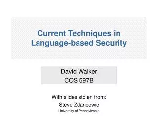 Current Techniques in Language-based Security