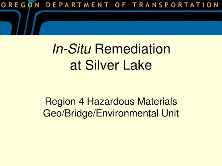 in situ remediation at silver lake
