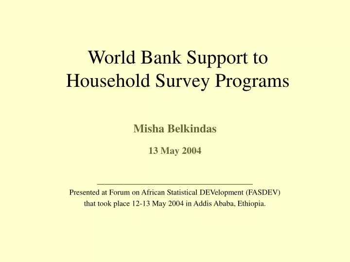 world bank support to household survey programs