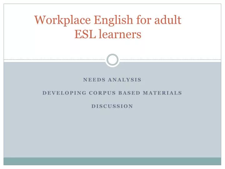 workplace english for adult esl learners