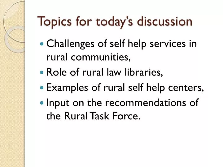 topics for today s discussion