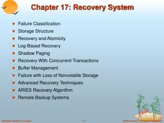 chapter 17 recovery system