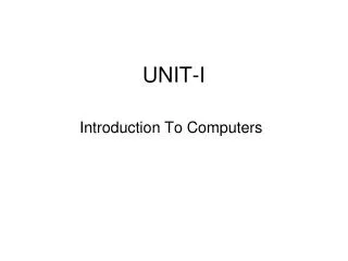 UNIT-I