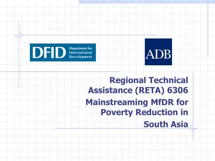 regional technical assistance reta 6306 mainstreaming mfdr for poverty reduction in south asia