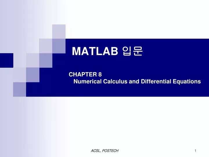 matlab chapter 8 numerical calculus and differential equations