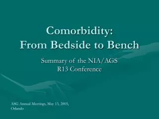 Comorbidity: From Bedside to Bench