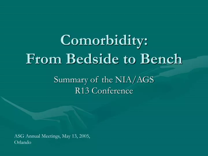 comorbidity from bedside to bench