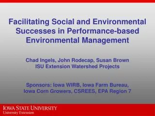 Agricultural-Environmental Performance Issues